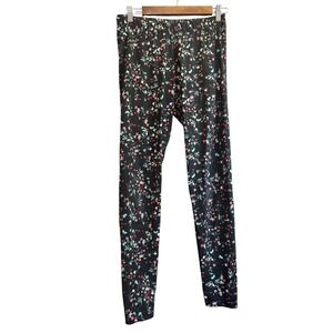 Adidas Women's Floral Print Leggings Black Multi Size M Gym Yoga Workout‎